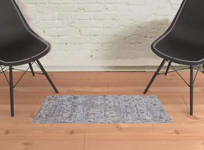 2' X 3' Gray Blue And Orange Abstract Power Loom Distressed Stain Resistant Area Rug - 48.0" (L) x 72.0" (W) x 1.0" (H) FurniFindUSA