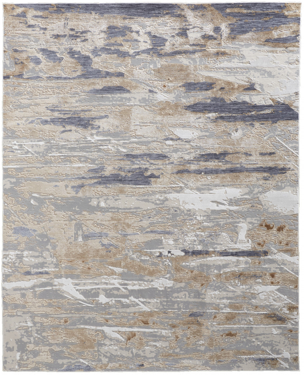 10' X 13' Tan Orange And Ivory Abstract Power Loom Distressed Area Rug - 20.0" (L) x 34.0" (W) x 0.39" (H)