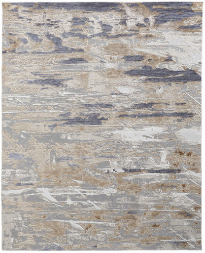 2' X 3' Tan Orange And Ivory Abstract Power Loom Distressed Area Rug - 63.0" (L) x 90.5" (W) x 0.25" (H) FurniFindUSA