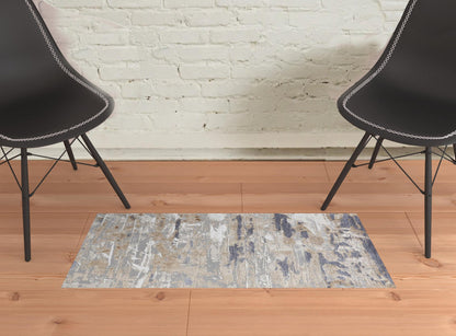 2' X 3' Tan Orange And Ivory Abstract Power Loom Distressed Area Rug - 63.0" (L) x 90.5" (W) x 0.25" (H) FurniFindUSA