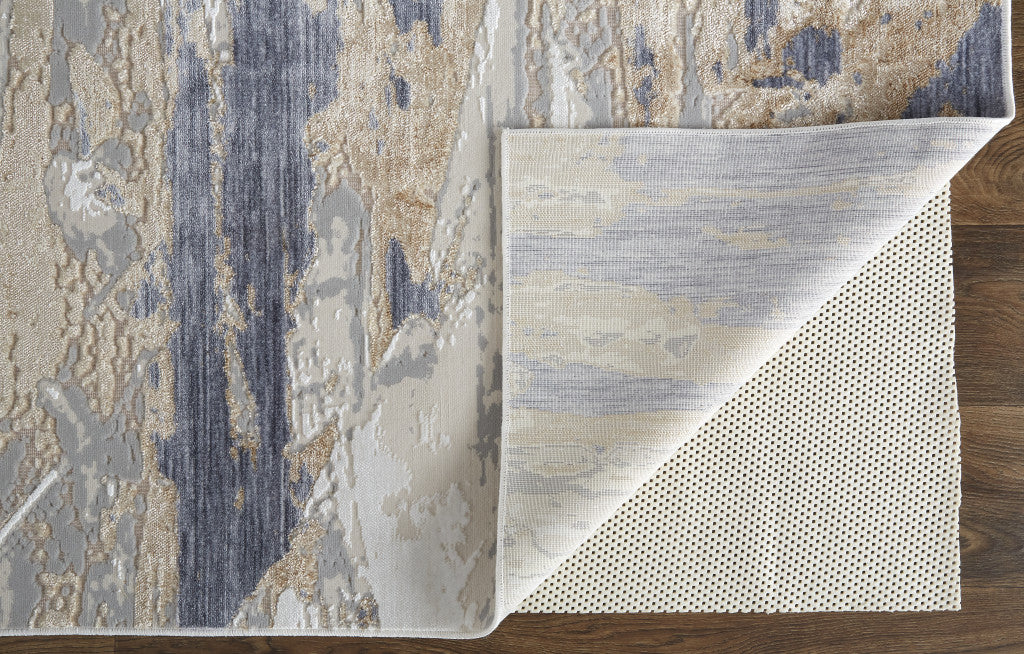 2' X 3' Tan Orange And Ivory Abstract Power Loom Distressed Area Rug - 63.0" (L) x 90.5" (W) x 0.25" (H) FurniFindUSA