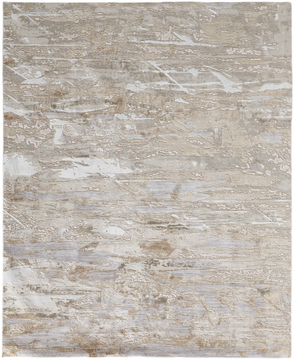 10' X 13' Tan And Ivory Abstract Power Loom Distressed Area Rug - 23.62" (L) x 36.22" (W) x 0.23" (H)