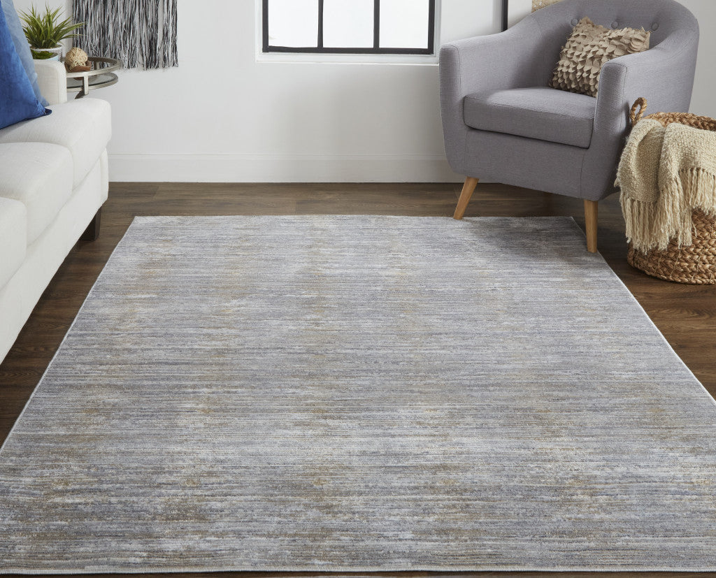 8' X 10' Taupe Silver And Tan Abstract Power Loom Area Rug - 94.0" (H) x 114.0" (W) x 0.28" (D)