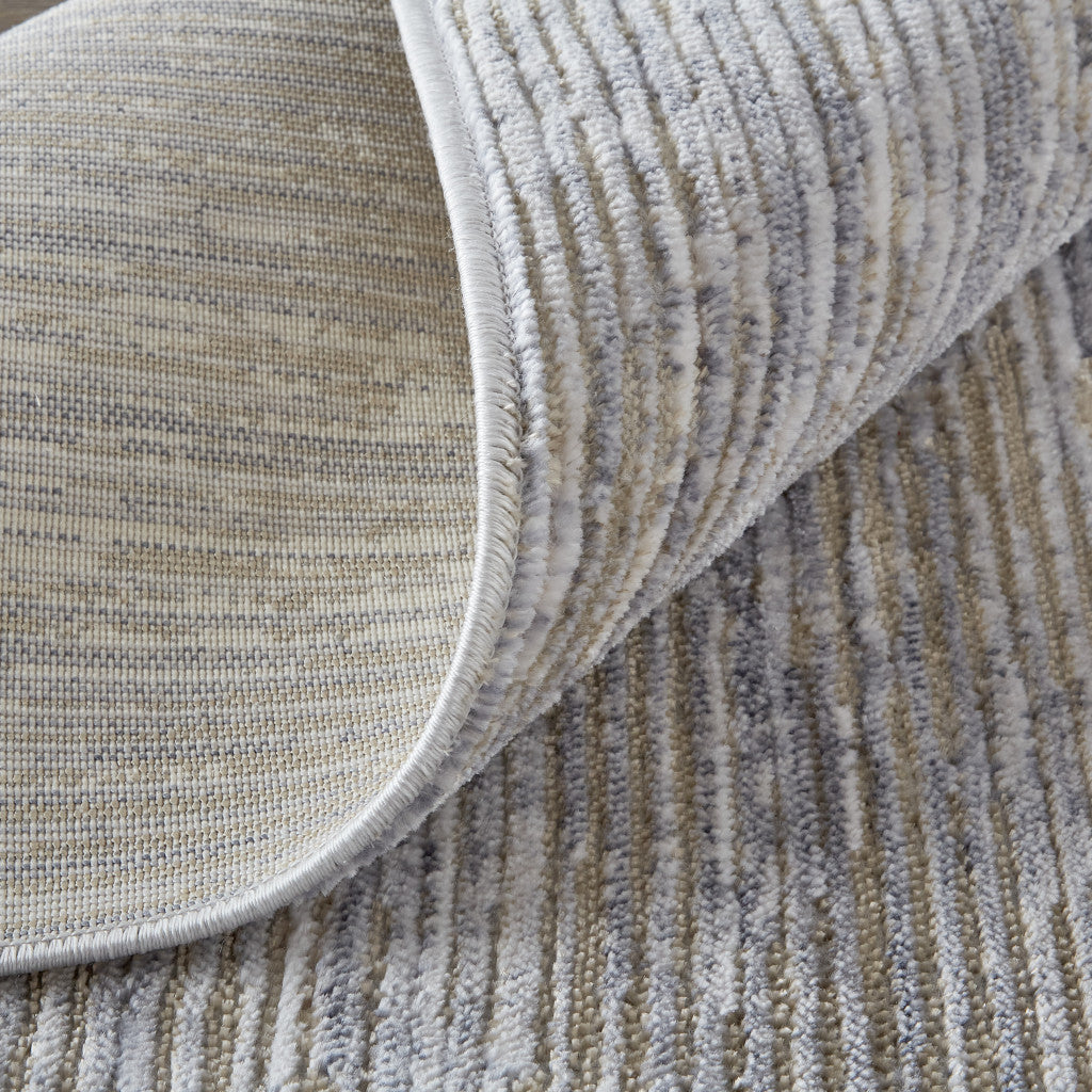 12' Taupe Silver And Tan Abstract Power Loom Runner Rug - 21.65" (L) x 90.55" (W) x 0.39" (H)