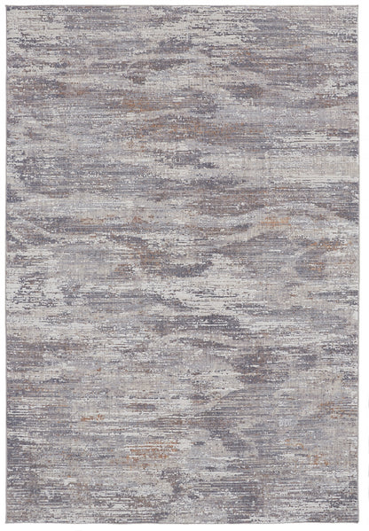 8' X 10' Taupe Tan And Orange Abstract Power Loom Distressed Stain Resistant Area Rug - 96.0" (H) x 120.0" (W) x 0.47" (D)