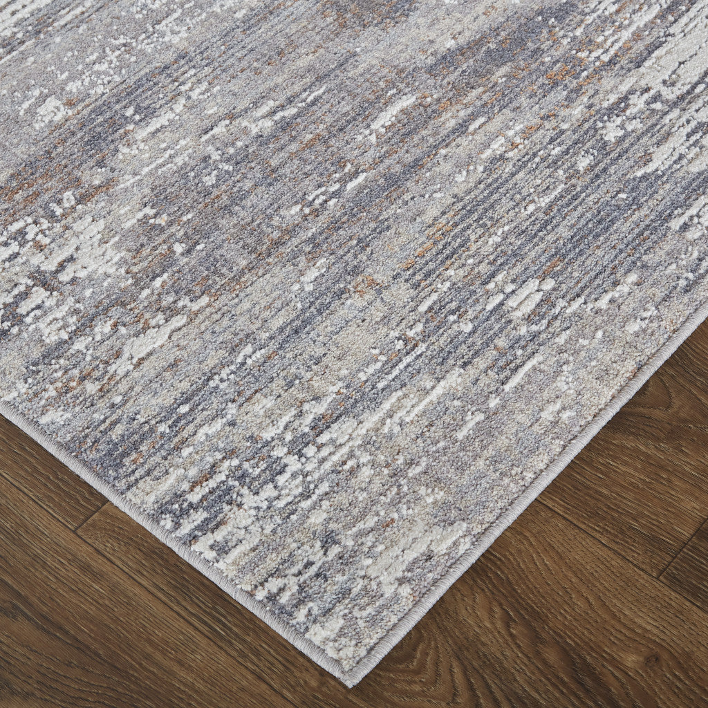 8' X 10' Taupe Tan And Orange Abstract Power Loom Distressed Stain Resistant Area Rug - 96.0" (H) x 120.0" (W) x 0.47" (D)