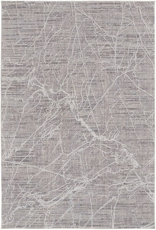 8' X 10' Taupe And Gray Abstract Power Loom Distressed Stain Resistant Area Rug - 96.0" (H) x 120.0" (W) x 0.47" (D)