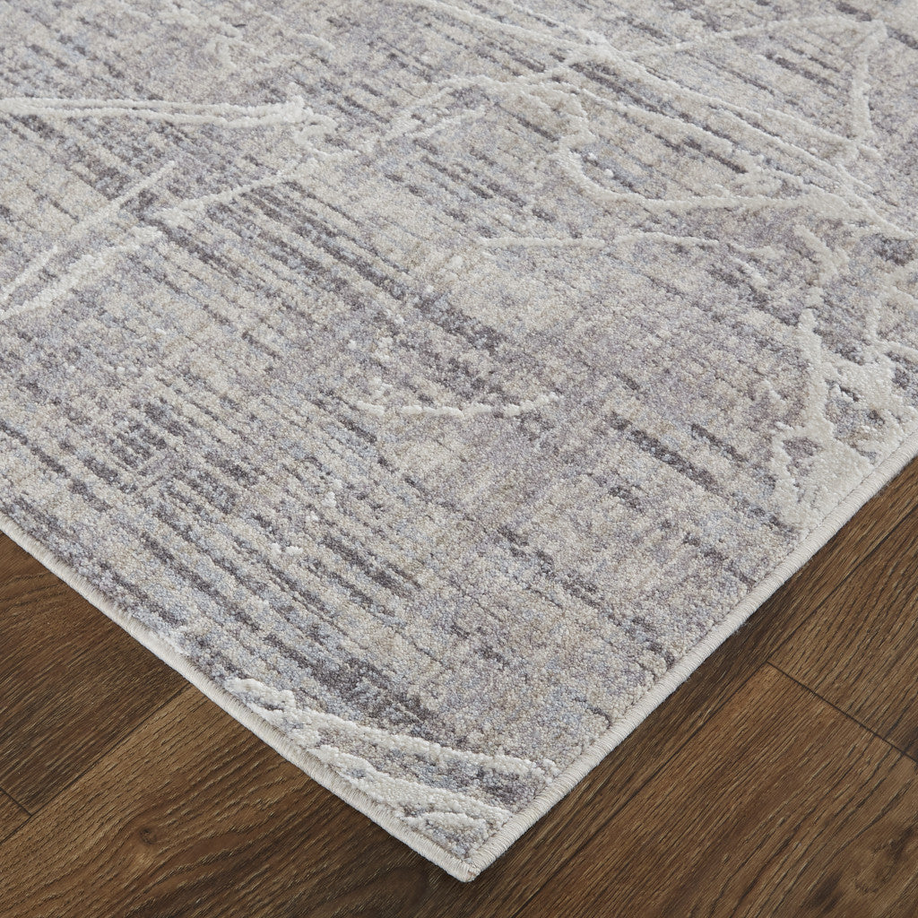 8' X 10' Taupe And Gray Abstract Power Loom Distressed Stain Resistant Area Rug - 96.0" (H) x 120.0" (W) x 0.47" (D)