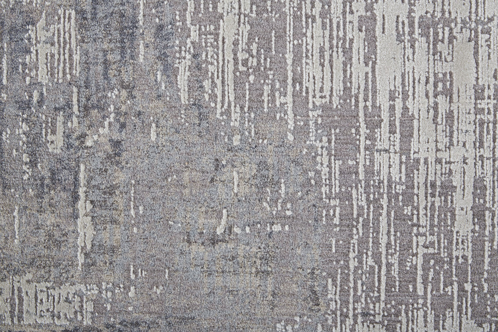 8' X 10' Taupe Tan And Blue Abstract Power Loom Distressed Stain Resistant Area Rug - 96.0" (H) x 120.0" (W) x 0.47" (D)