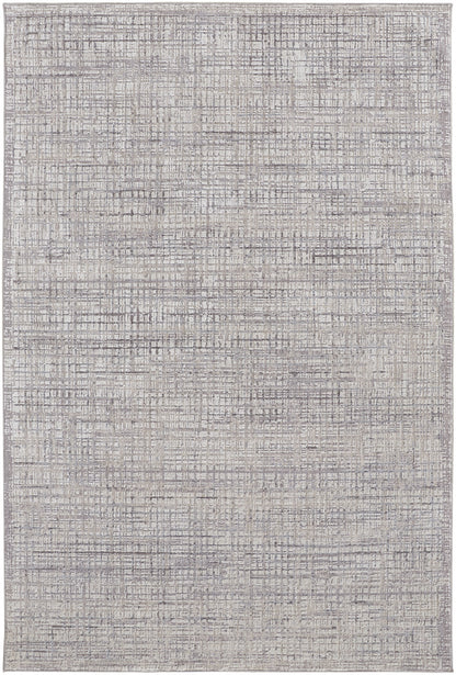 8' X 10' Taupe And Ivory Plaid Power Loom Distressed Stain Resistant Area Rug - 96.0" (H) x 120.0" (W) x 0.47" (D)