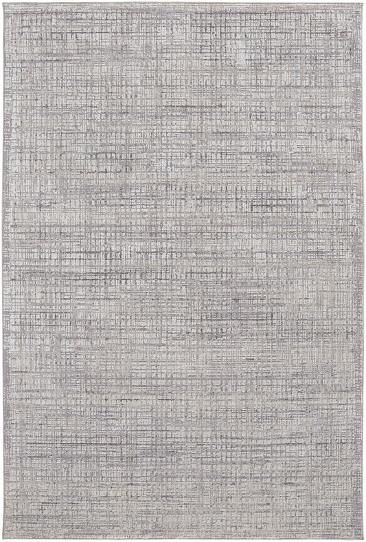 8' X 10' Taupe And Ivory Plaid Power Loom Distressed Stain Resistant Area Rug - 96.0" (H) x 120.0" (W) x 0.47" (D)