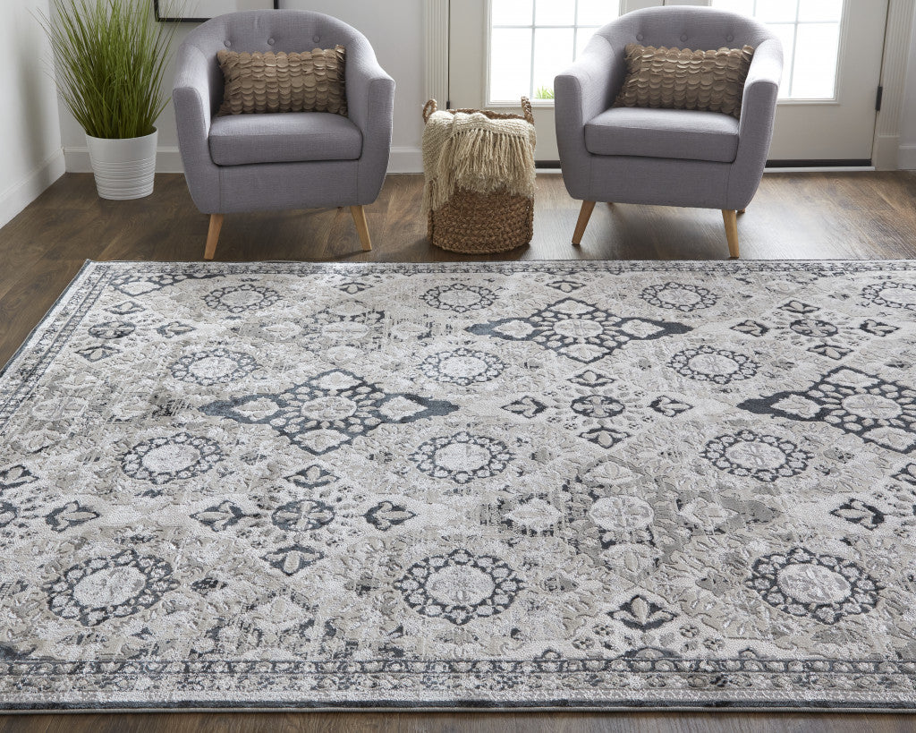 4' X 6' Gray And Black Abstract Power Loom Area Rug