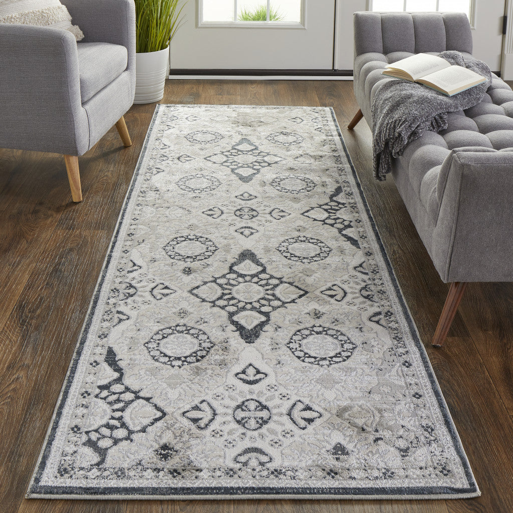 4' X 6' Gray And Black Abstract Power Loom Area Rug