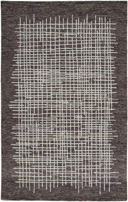 2' X 3' Brown And Ivory Wool Plaid Tufted Handmade Stain Resistant Area Rug - 47.0" (L) x 71.0" (W) x 0.35" (H)