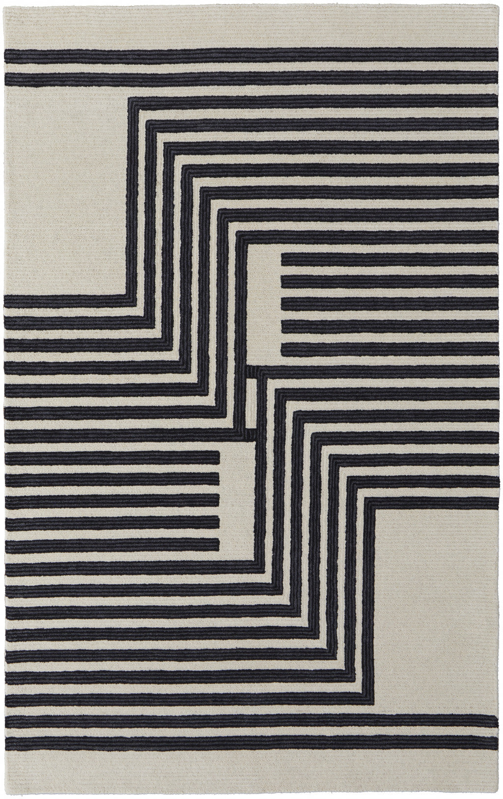 9' X 12' Gray and Black Wool Abstract Hand Tufted Area Rug - 108.0" (H) x 144.0" (W) x 0.59" (D)