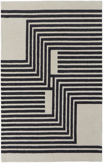 9' X 12' Gray and Black Wool Abstract Hand Tufted Area Rug - 108.0" (H) x 144.0" (W) x 0.59" (D)