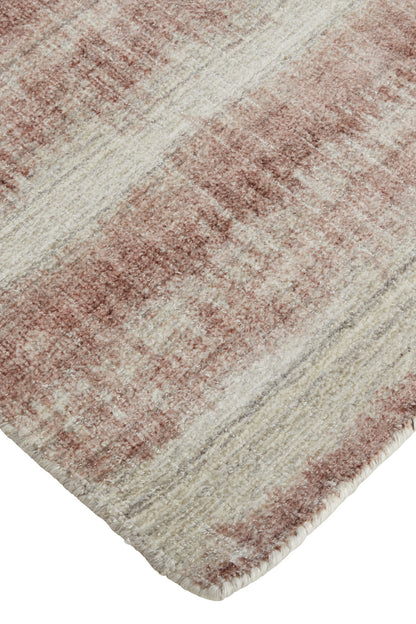 4' X 6' Tan Ivory And Pink Abstract Hand Woven Area Rug