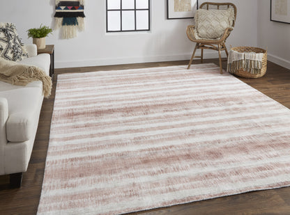 4' X 6' Tan Ivory And Pink Abstract Hand Woven Area Rug