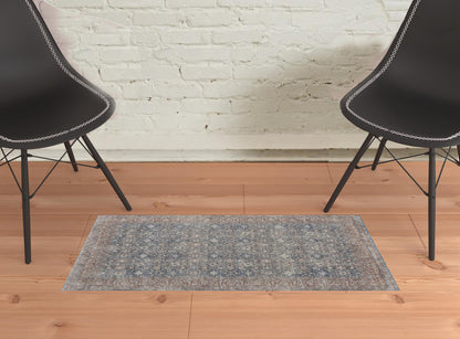 2' X 3' Blue And Red Floral Power Loom Stain Resistant Area Rug - 48.0" (L) x 72.0" (W) x 0.25" (H)