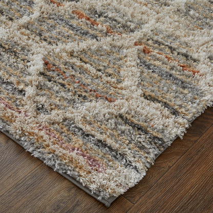 9' X 12' Tan Taupe And Ivory Geometric Power Loom Stain Resistant Area Rug - 108.0" (H) x 144.0" (W) x 1.29" (D)