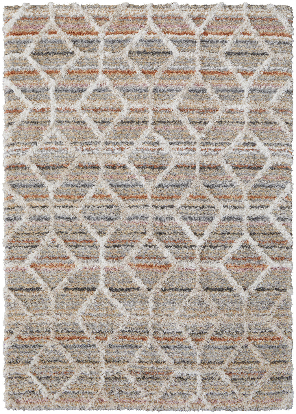2' X 3' Tan Taupe And Ivory Geometric Power Loom Stain Resistant Area Rug - 63.52" (L) x 63.52" (W) x 0.35" (H) FurniFindUSA