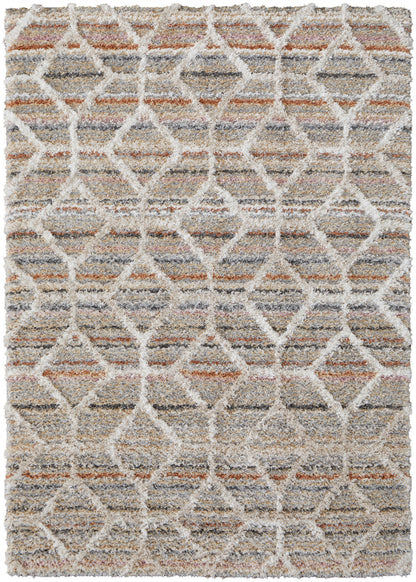 2' X 3' Tan Taupe And Ivory Geometric Power Loom Stain Resistant Area Rug - 63.52" (L) x 63.52" (W) x 0.35" (H) FurniFindUSA