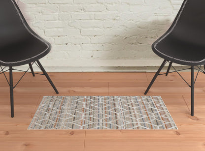 2' X 3' Tan Taupe And Ivory Geometric Power Loom Stain Resistant Area Rug - 63.52" (L) x 63.52" (W) x 0.35" (H) FurniFindUSA