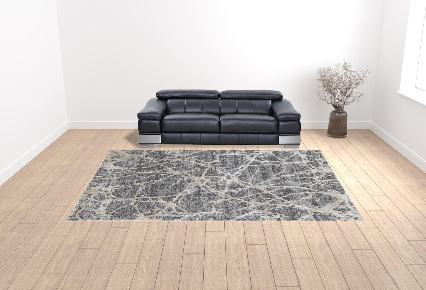 10' X 14' Gray And Ivory Abstract Power Loom Stain Resistant Area Rug - 24.0" (L) x 35.5" (W) x 1.0" (H)