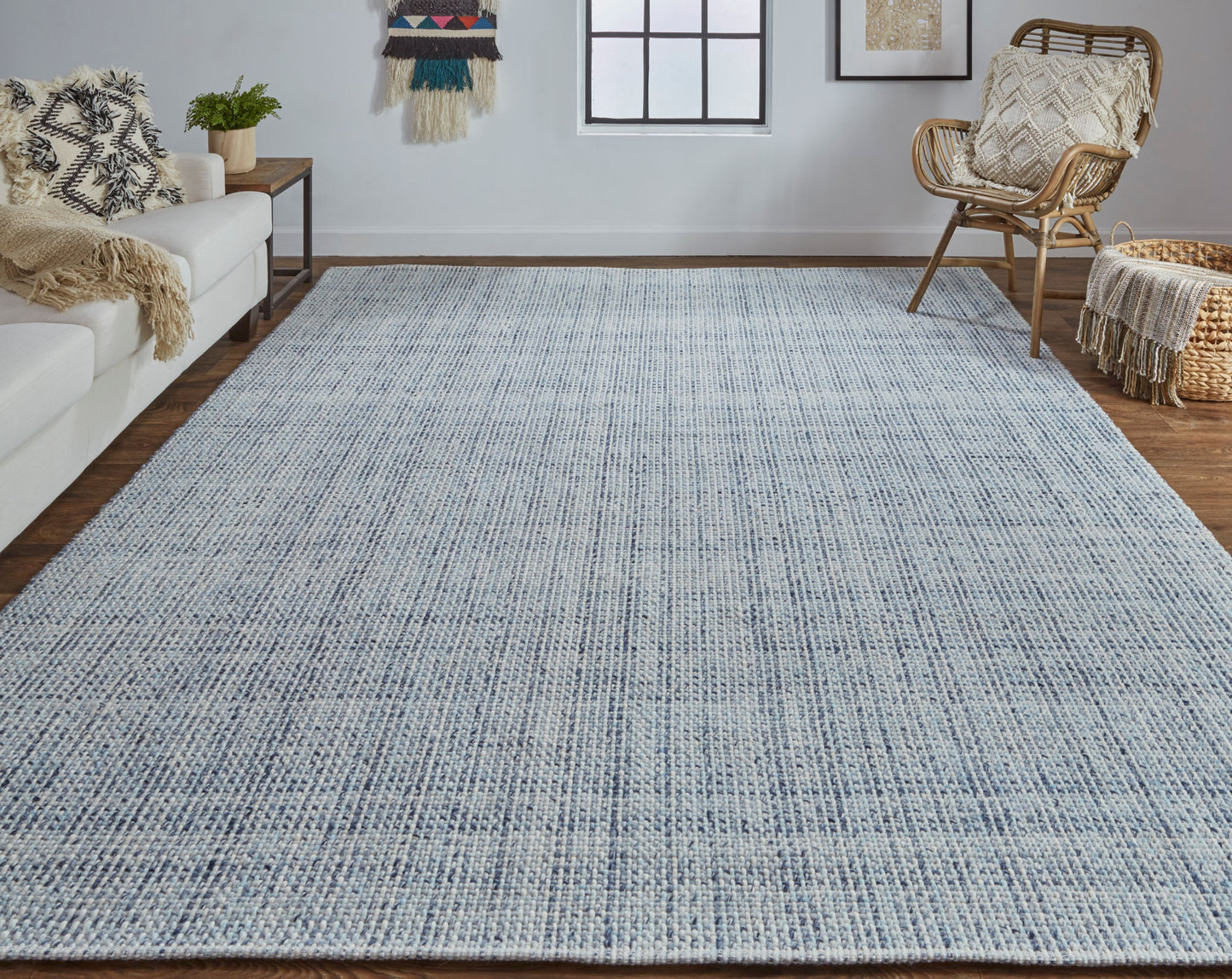 2' X 3' Gray Ivory And Blue Hand Woven Area Rug