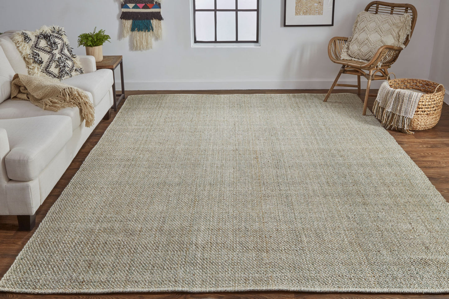 2' X 3' Gray Ivory And Blue Hand Woven Area Rug