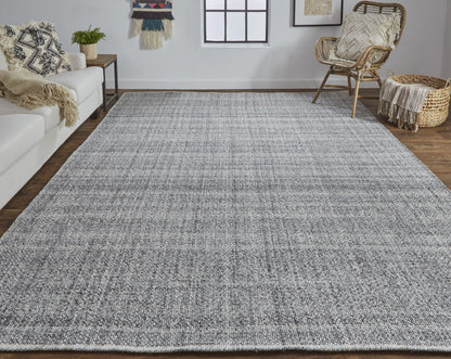 2' X 3' Gray Ivory And Blue Hand Woven Area Rug