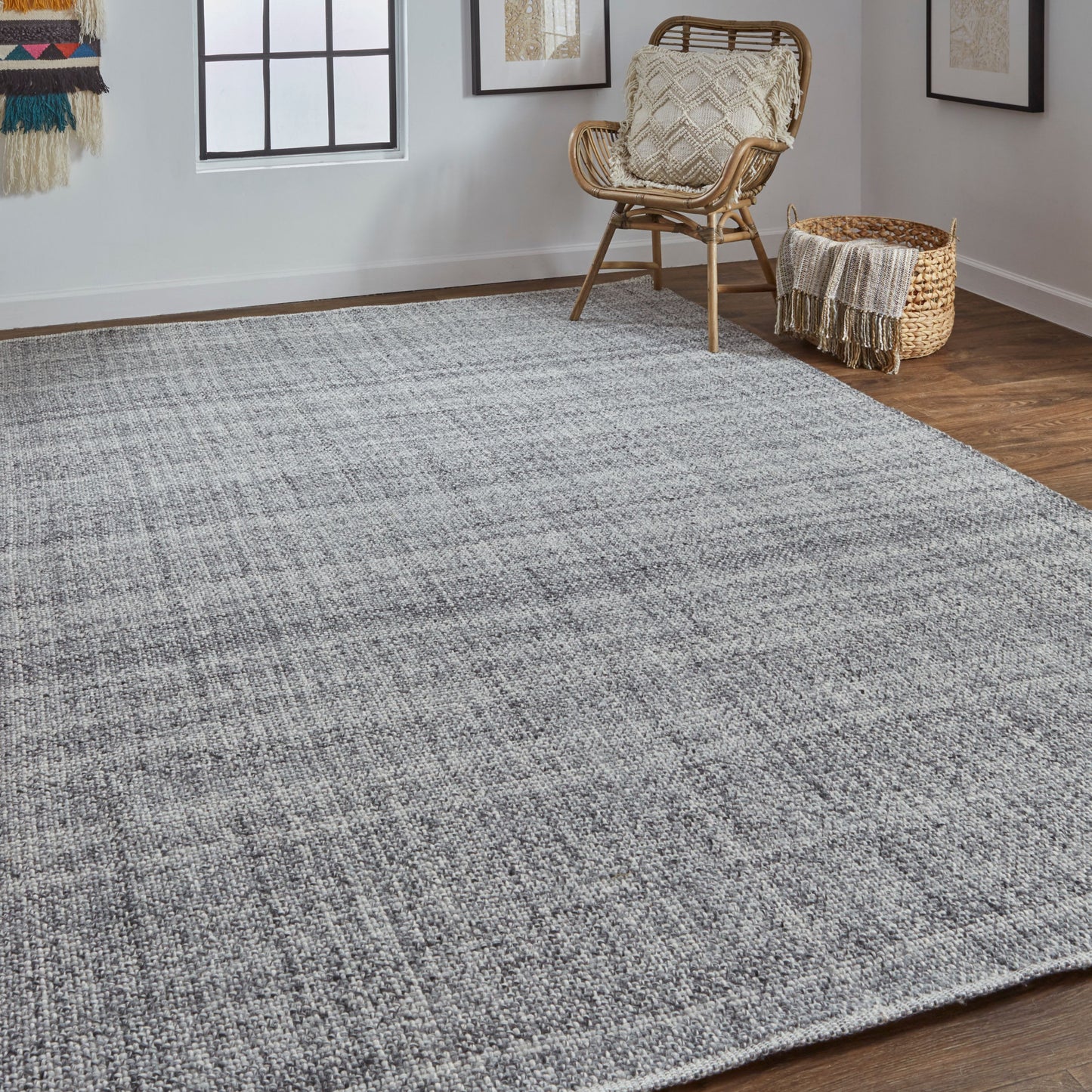 2' X 3' Gray Ivory And Blue Hand Woven Area Rug