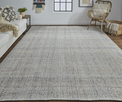 2' X 3' Gray Ivory And Blue Hand Woven Area Rug