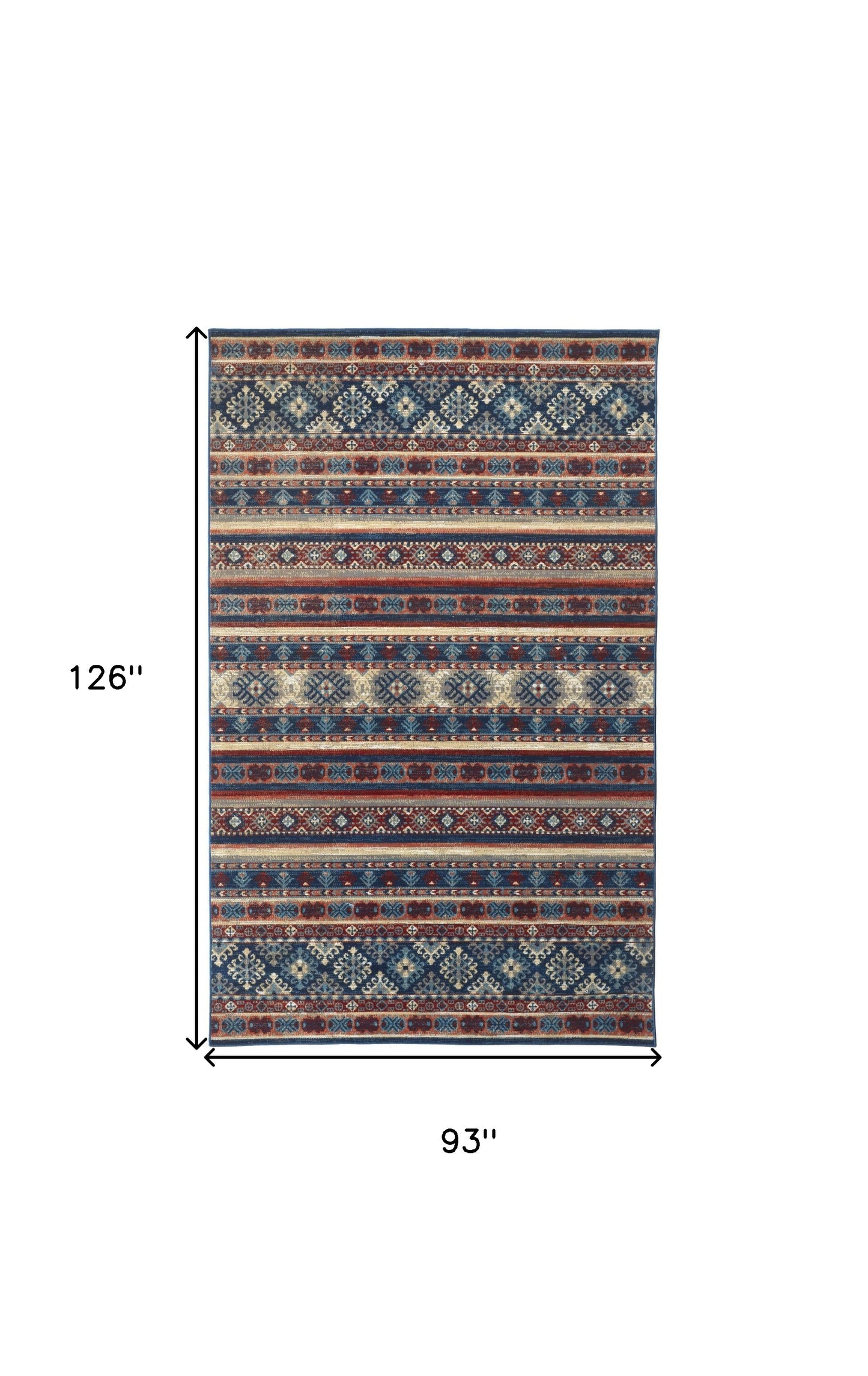 5' X 8' Blue Tan And Black Geometric Power Loom Distressed Stain Resistant Area Rug