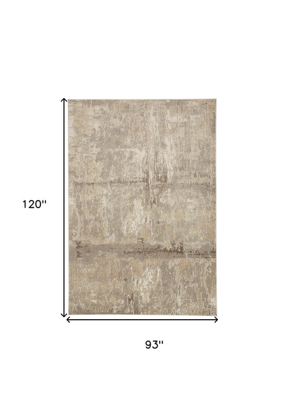 9' X 12' Tan Ivory And Brown Abstract Area Rug