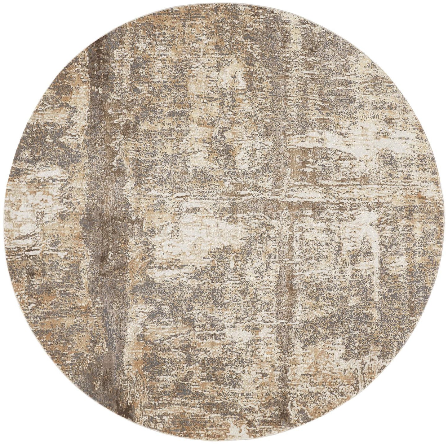 9' X 12' Tan Ivory And Brown Abstract Area Rug