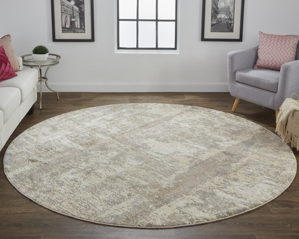 9' X 12' Tan Ivory And Brown Abstract Area Rug