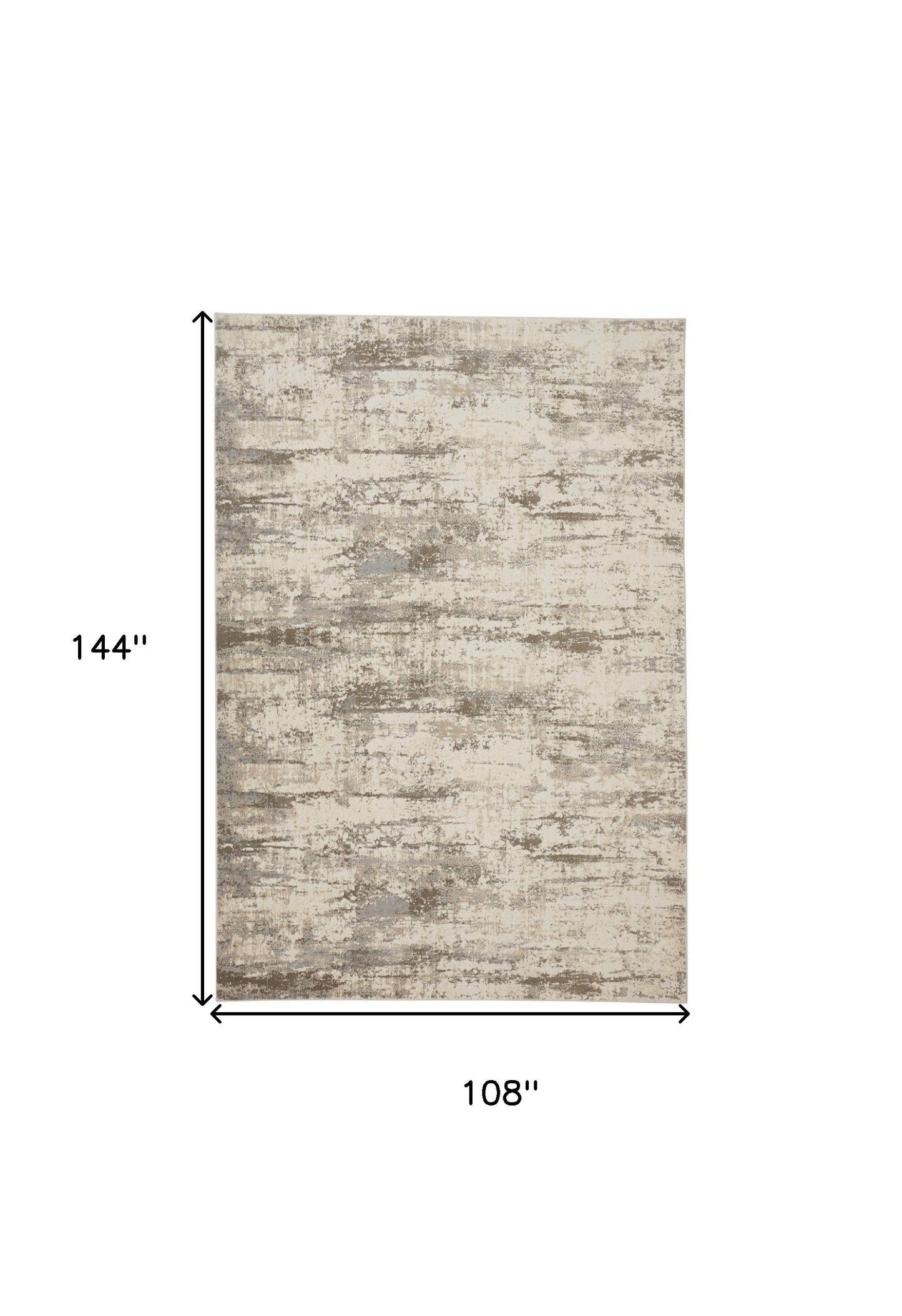 8' X 10' Ivory And Brown Abstract Area Rug