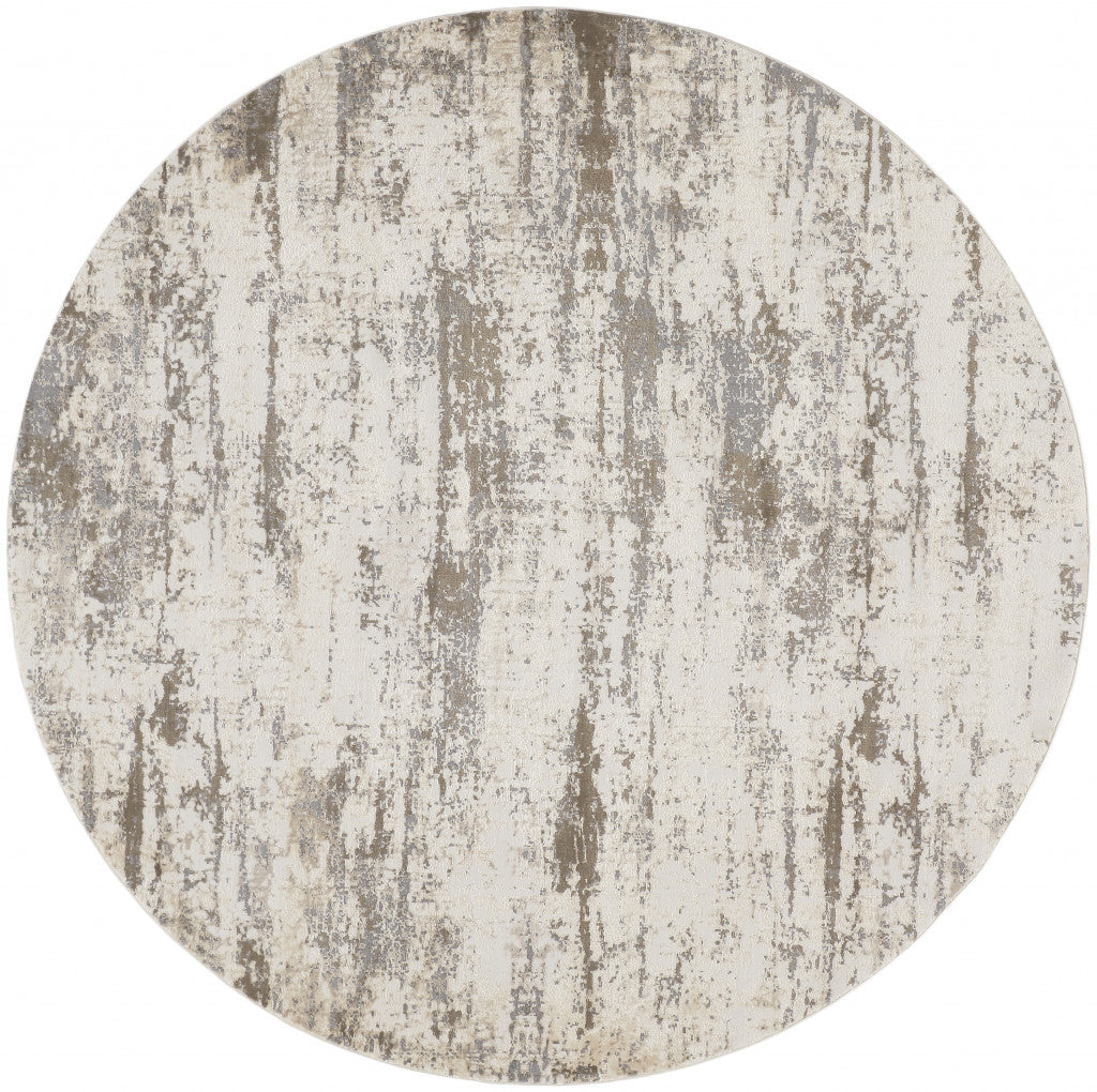 8' X 10' Ivory And Brown Abstract Area Rug