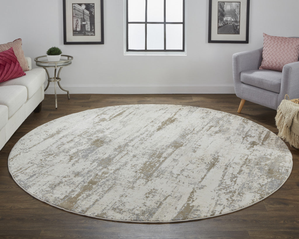 8' X 10' Ivory And Brown Abstract Area Rug