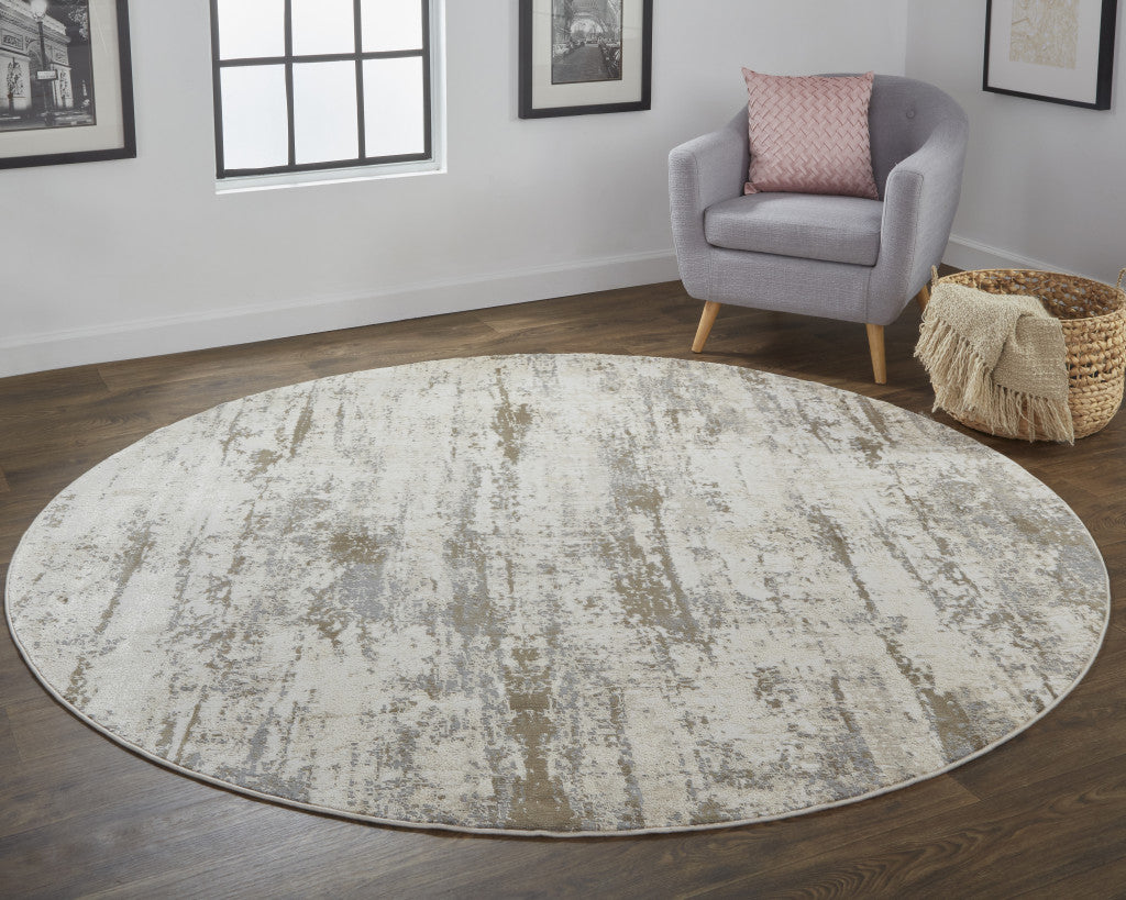 8' X 10' Ivory And Brown Abstract Area Rug