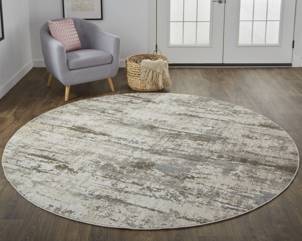 8' X 10' Ivory And Brown Abstract Area Rug