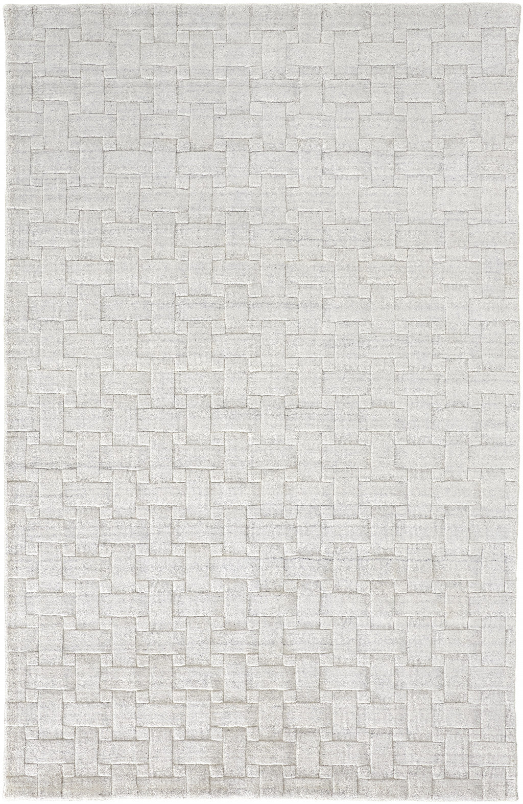 12' X 15' White And Silver Striped Hand Woven Area Rug