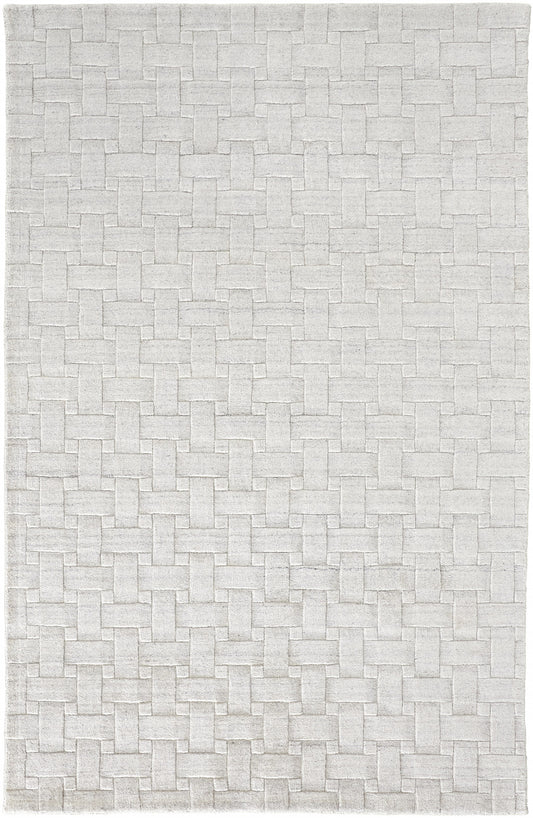 8' X 10' White And Silver Striped Hand Woven Area Rug - 96.0" (H) x 120.0" (W) x 0.43" (D)