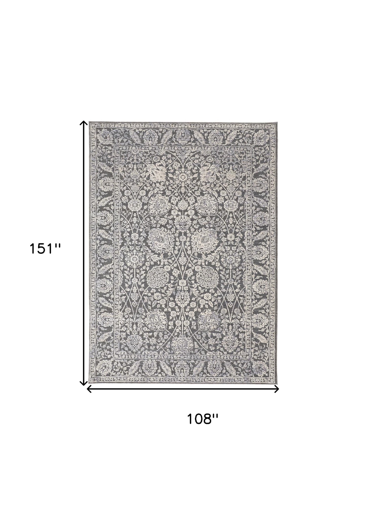 9' X 13' Taupe and Ivory Floral Power Loom Area Rug