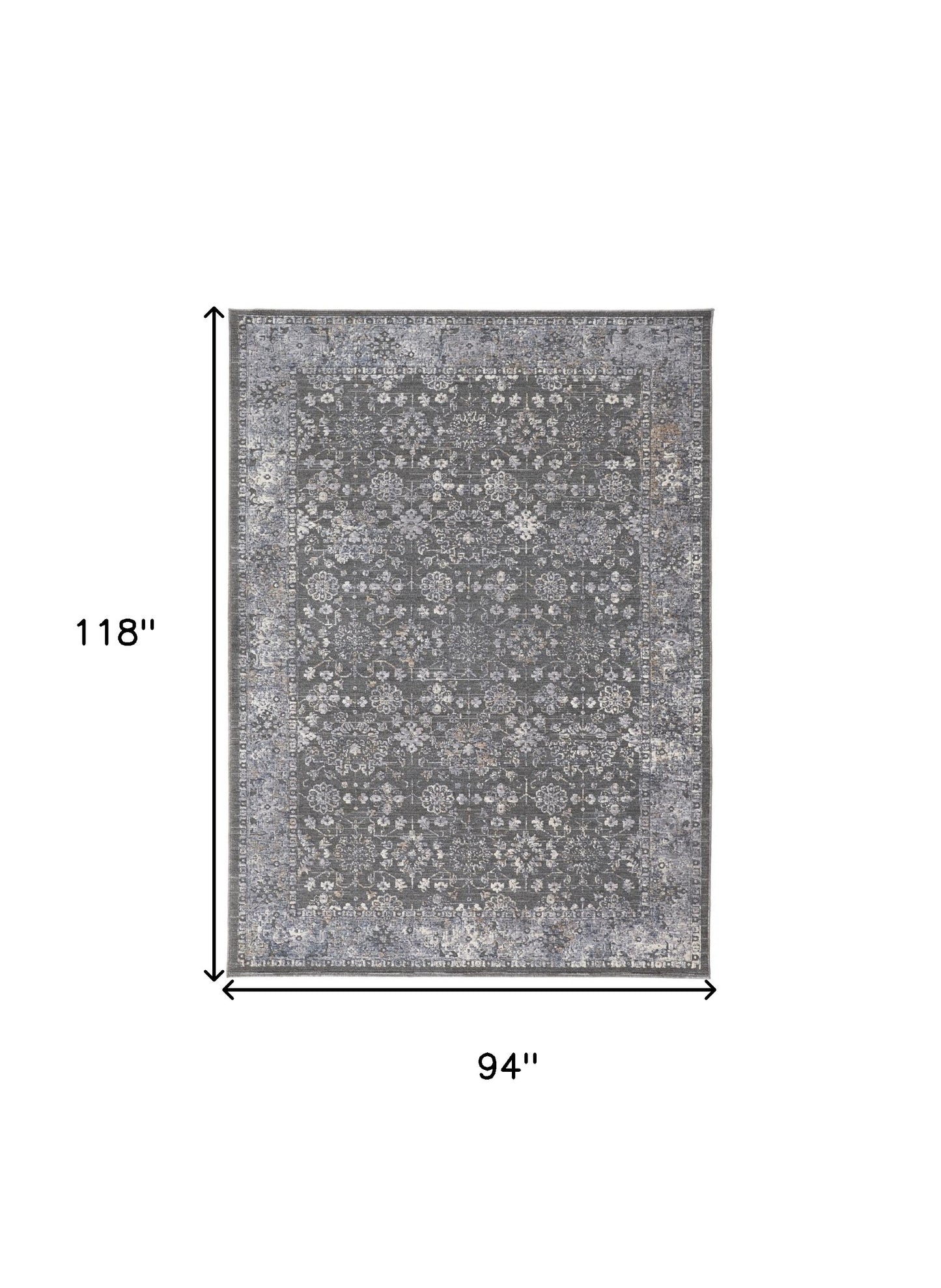 8' X 10' Taupe and Ivory Floral Power Loom Area Rug - 94.0" (H) x 118.0" (W) x 0.63" (D)