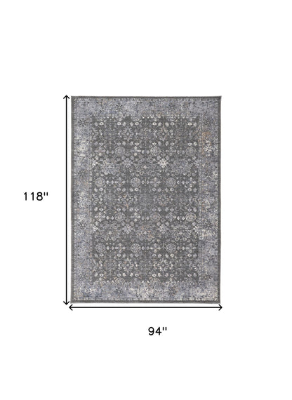 8' X 10' Taupe and Ivory Floral Power Loom Area Rug - 94.0" (H) x 118.0" (W) x 0.63" (D)