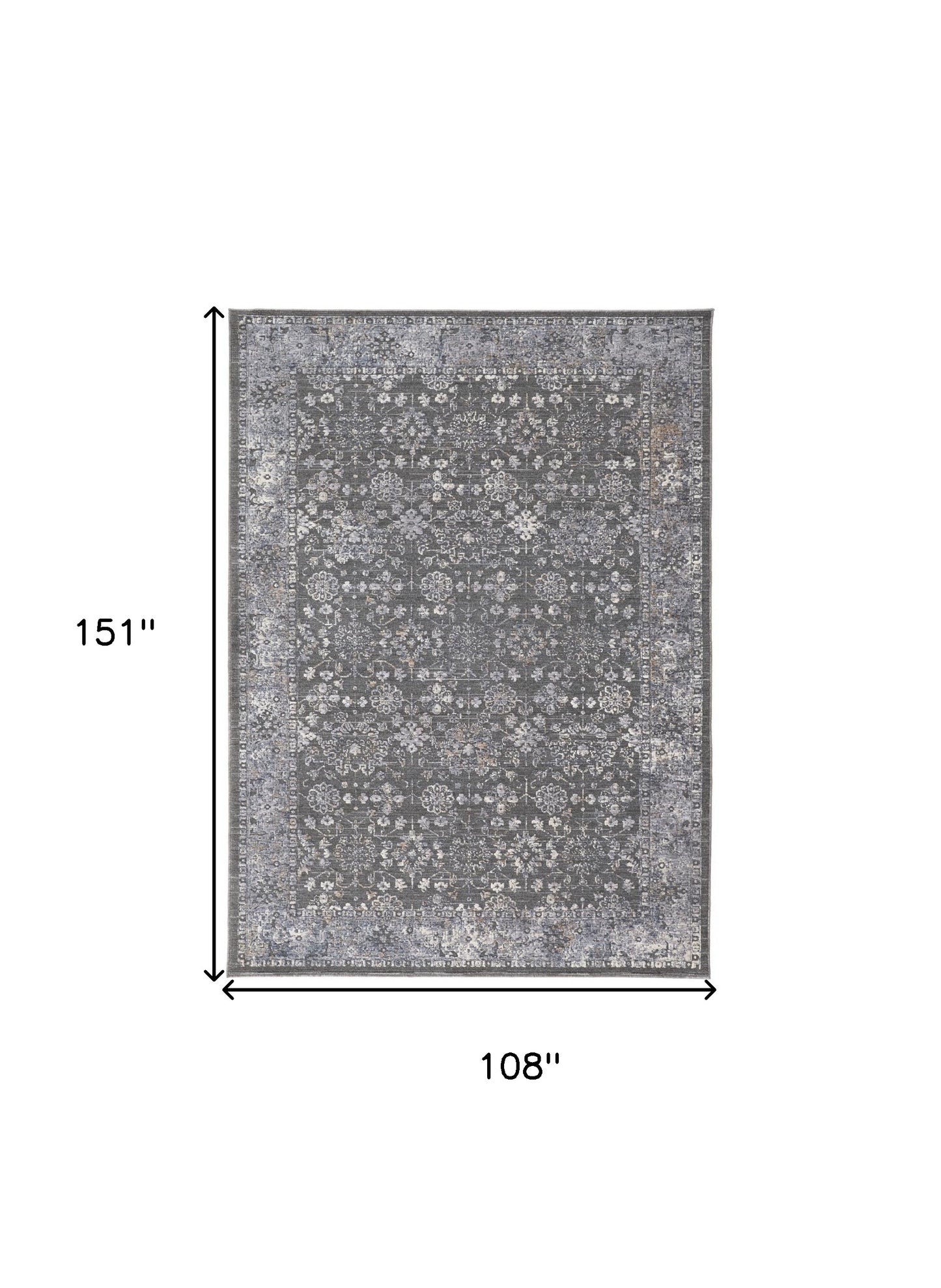 9' X 13' Taupe and Ivory Floral Power Loom Area Rug