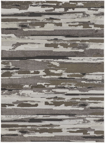 9' X 12' Gray and Ivory Abstract Power Loom Distressed Area Rug