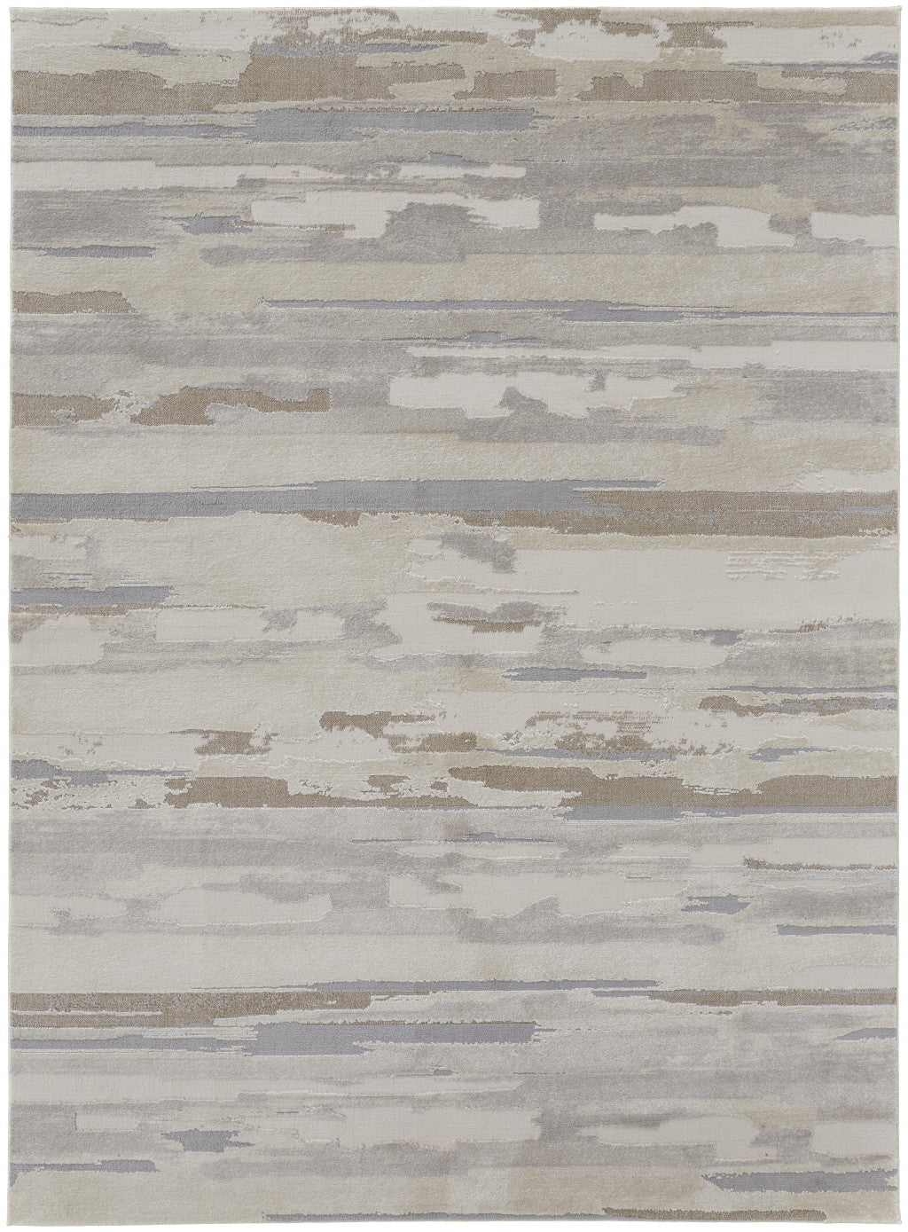 9' X 12' Brown and Ivory Abstract Power Loom Distressed Area Rug - 108.0" (H) x 144.0" (W) x 0.63" (D)